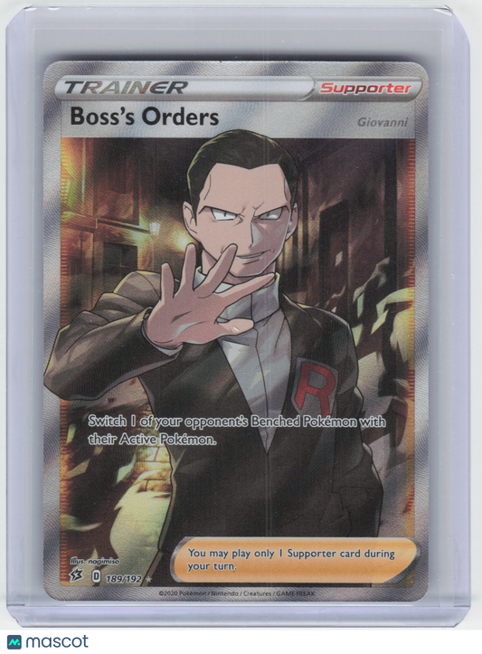2020 Pokemon Boss's Orders (Giovanni) #189/192 Rebel Clash Ultra Rare Holo