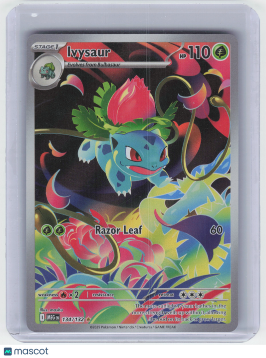 2025 Pokemon Ivysaur #134/132 Mega Evolution Illustration Rare Foil