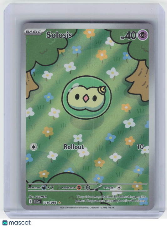 2025 Pokemon Solosis #118/086 Black Bolt Illustration Rare Foil