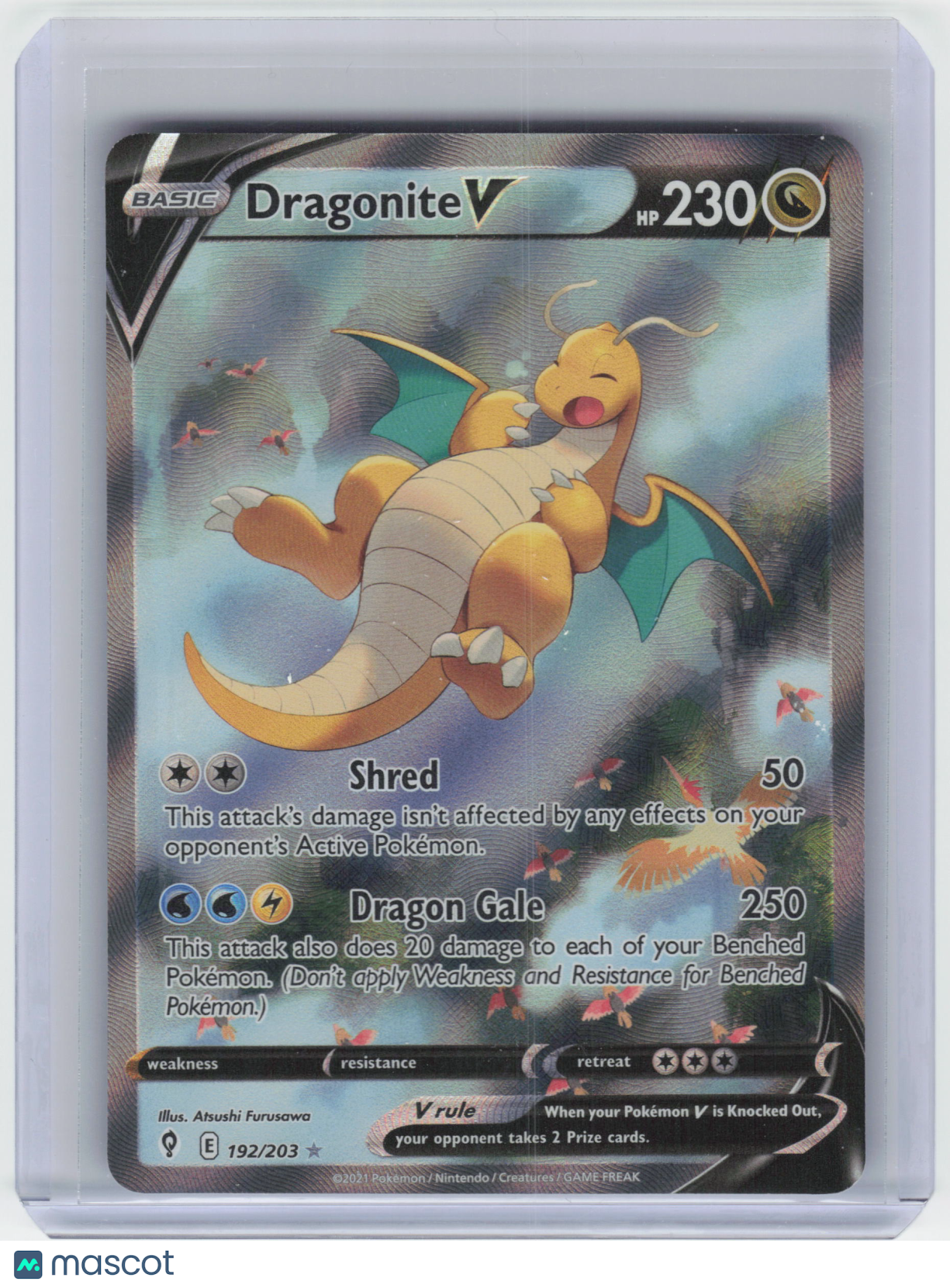 2021 Pokemon Dragonite V #192/203 Evolving Skies UR (Alt. Full Art) [Damaged]