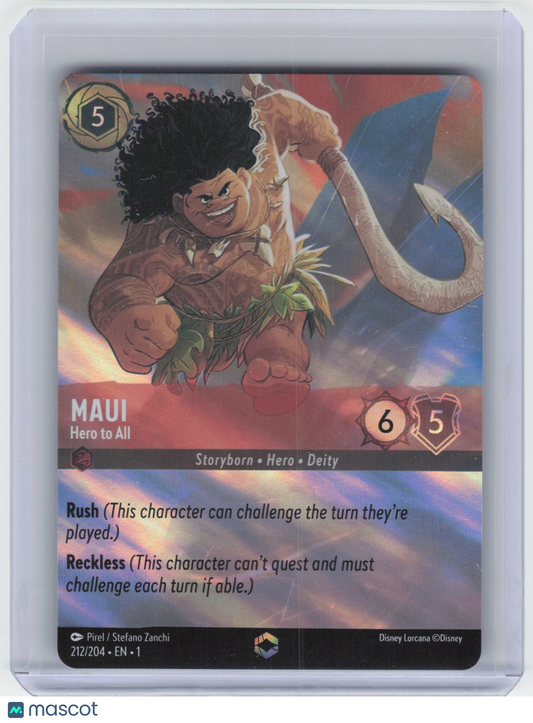 2023 Lorcana TCG Maui, Hero to All #212/204 The First Chapter Enchanted Foil