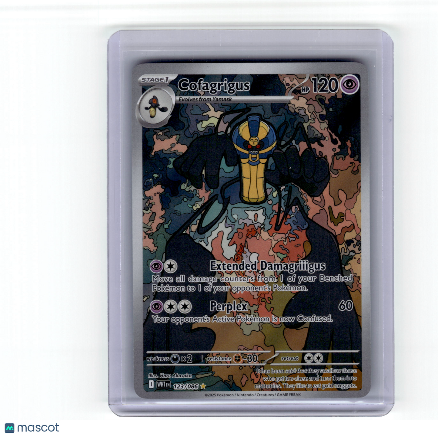 2025 Pokemon Cofagrigus White Flare Illustration Rare Holo #123/86 Near Mint