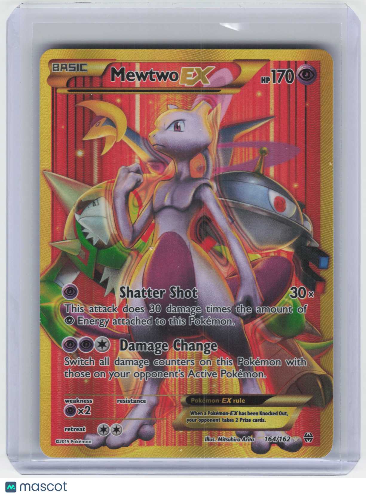 2015 Pokemon Mewtwo EX #164/162 BREAKthrough SR Holo (Secret Full Art) [LP]