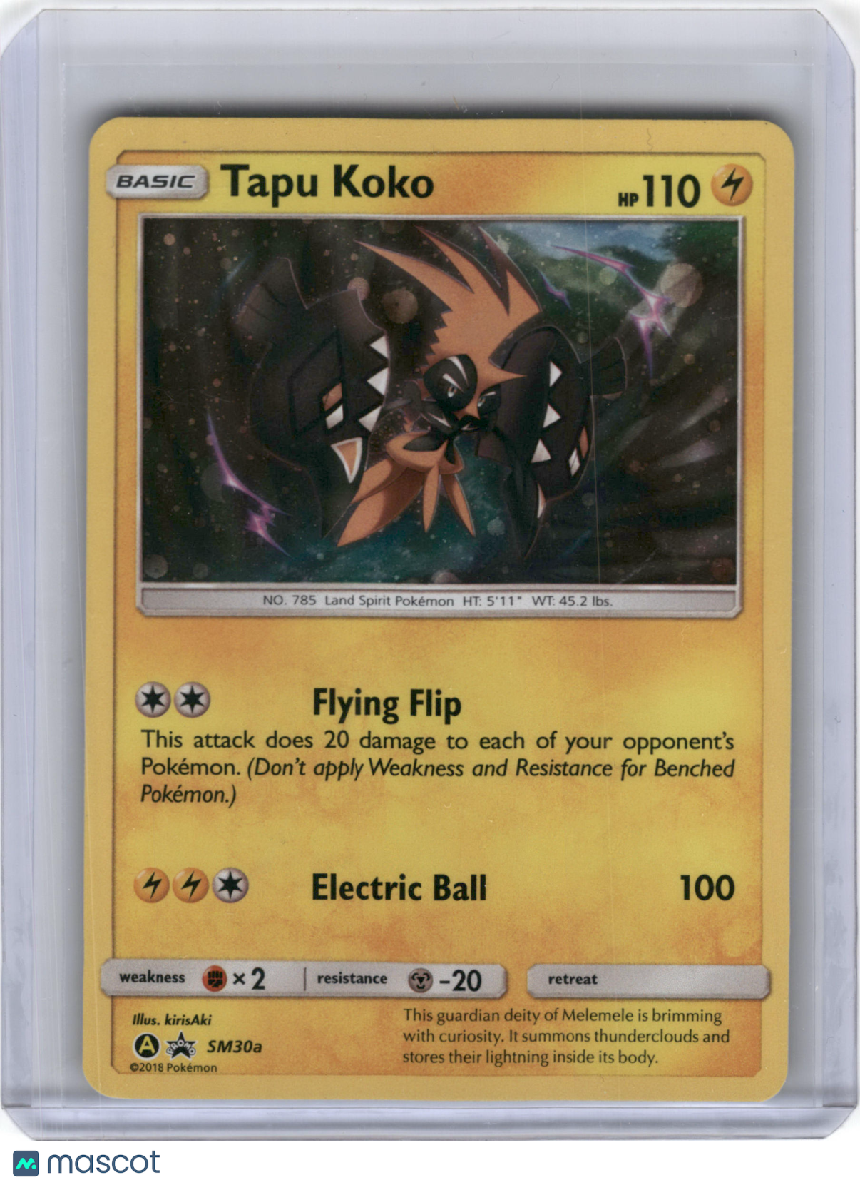 2018 Pokemon Tapu Koko Sun & Moon Black Star Promo Rare Holo #SM30a