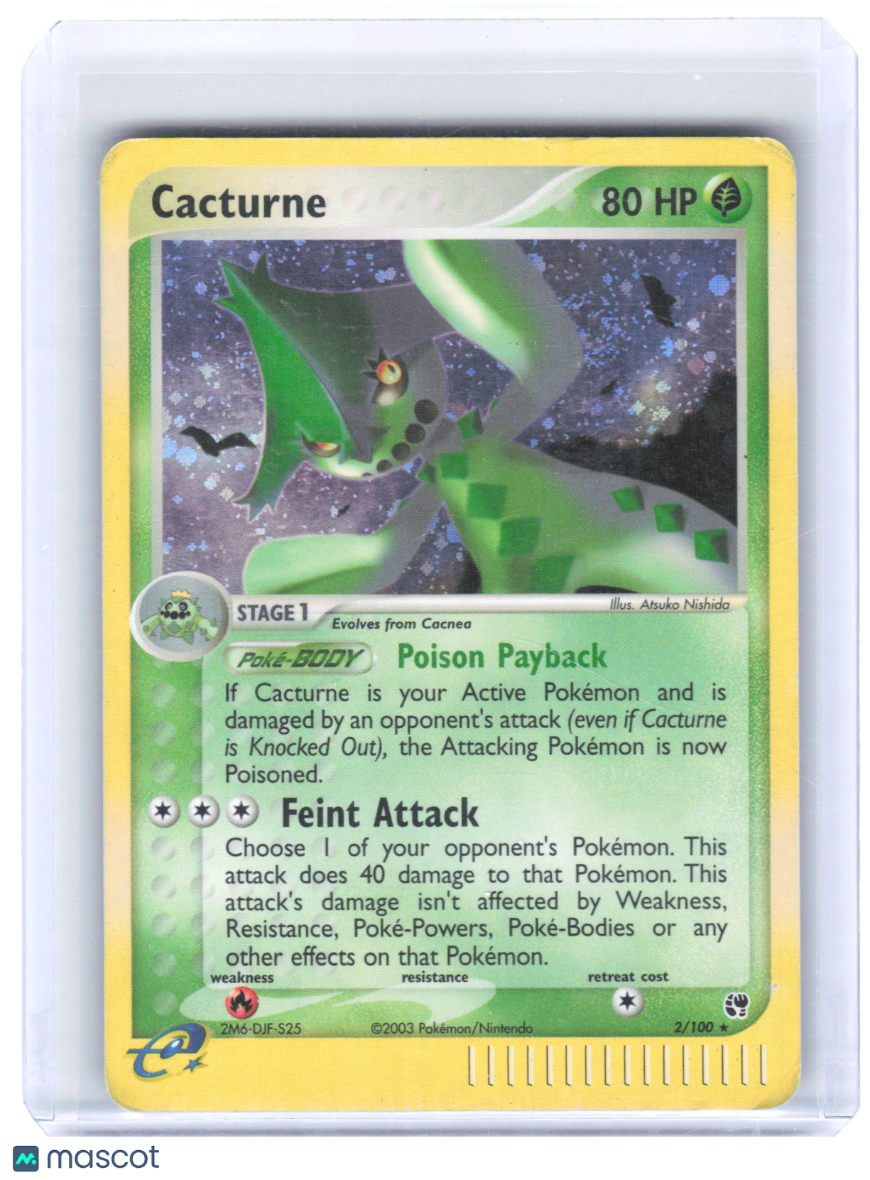 2003 Pokemon Cacturne #2/100 EX Sandstorm Cosmos Holo (Swirl)[Moderately Played]