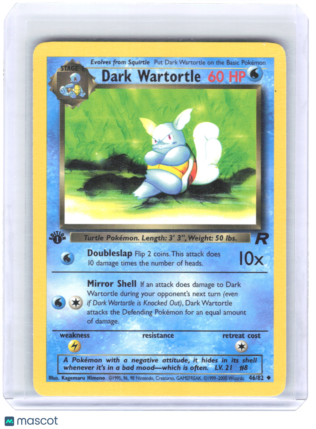 2000 Pokemon Dark Wartortle #46/82 Team Rocket Non-Foil 1st Edition [LP]