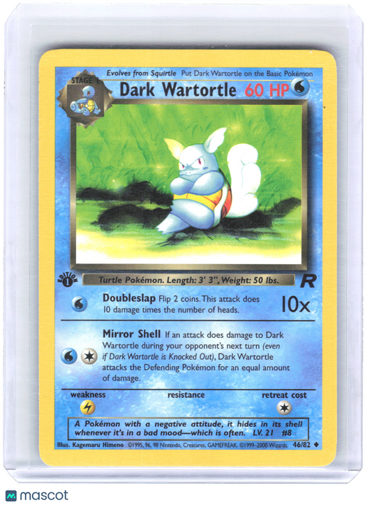 2000 Pokemon Dark Wartortle #46/82 Team Rocket Non-Foil 1st Edition [LP]