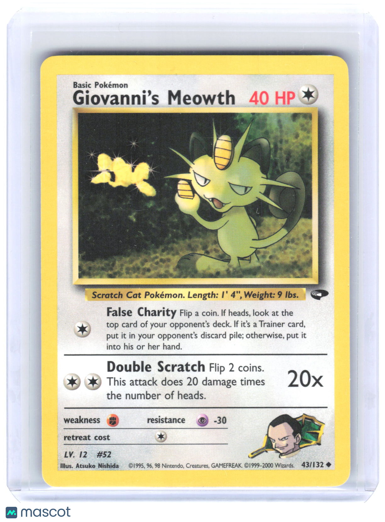 2000 Pokemon Giovanni's Meowth #43/132 Gym Challenge Uncommon Non-Foil