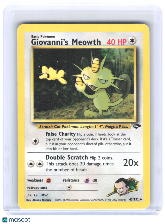 2000 Pokemon Giovanni's Meowth #43/132 Gym Challenge Uncommon Non-Foil