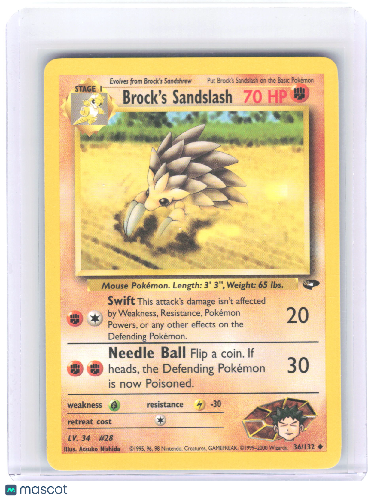 2000 Pokemon Brock's Sandslash #36/132 Gym Challenge Uncommon Non-Foil