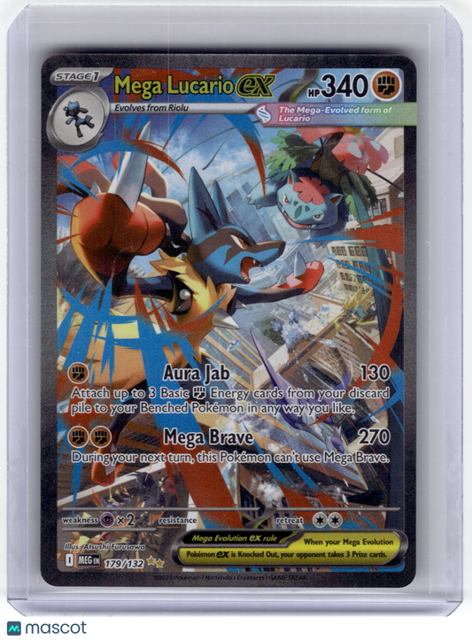 2025 Pokemon—Mega Lucario EX #179/132 Mega Evolution— Near Mint FA