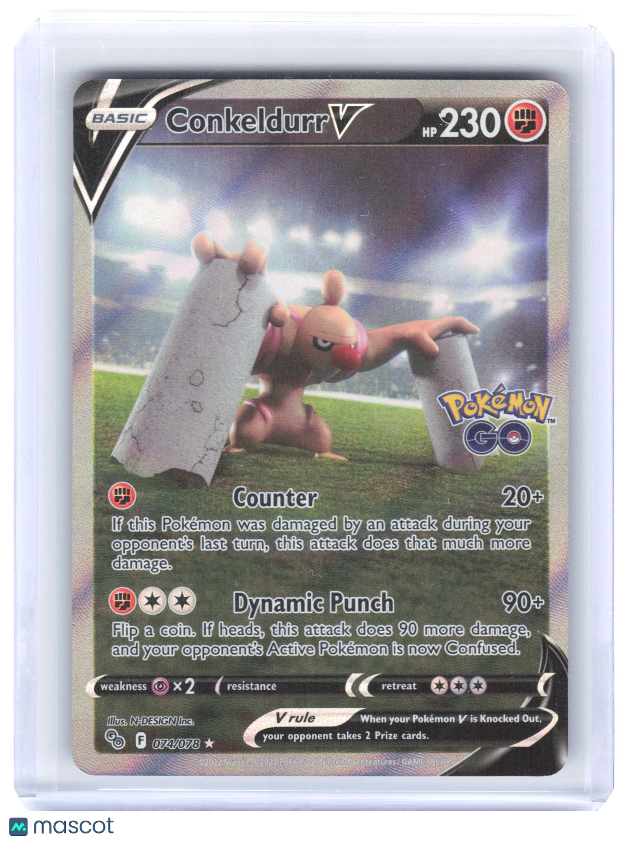 2022 Pokemon Conkeldurr V #074/078 Pokémon GO UR Holo (Alternate Full Art)