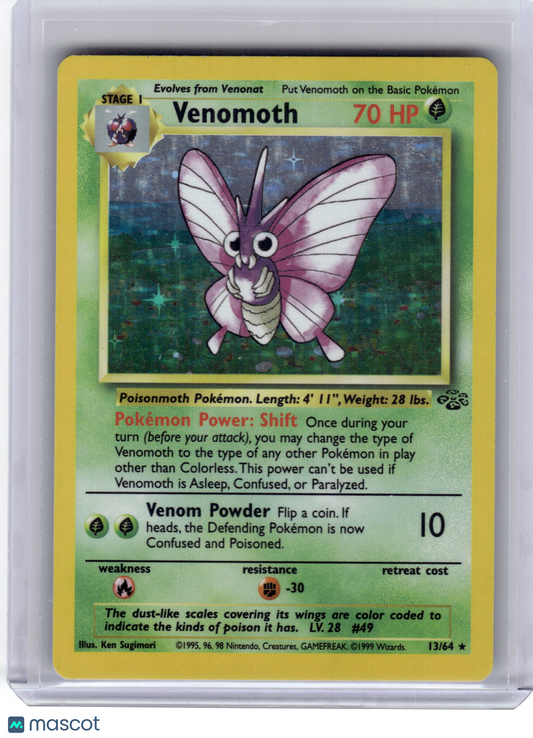 1999 Pokemon Venomoth Jungle Rare Holo #13/64 Lightly Played