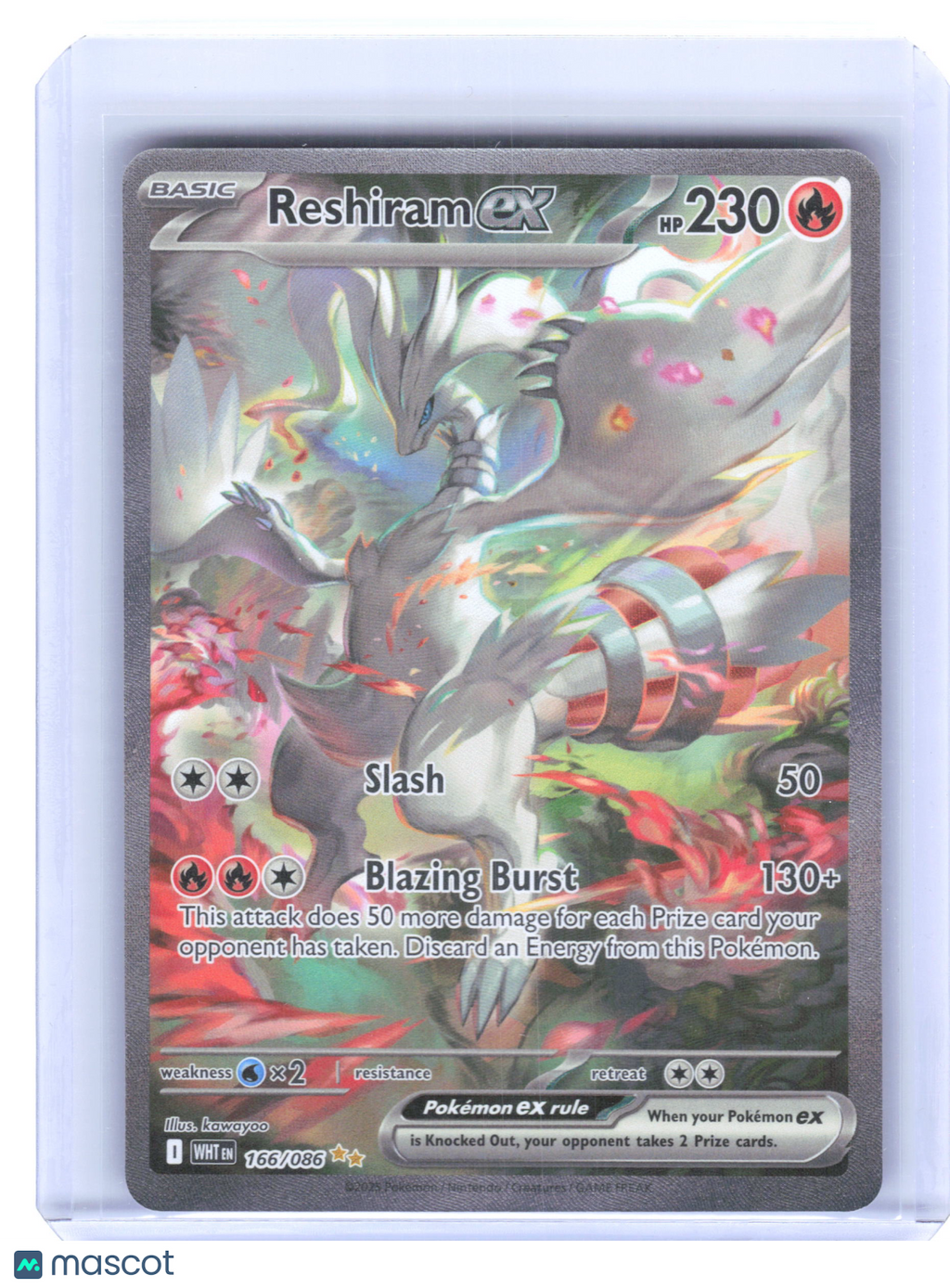 2025 Pokemon—Reshiram ex #166/086 White Flare—Special Illustration Rare Holo