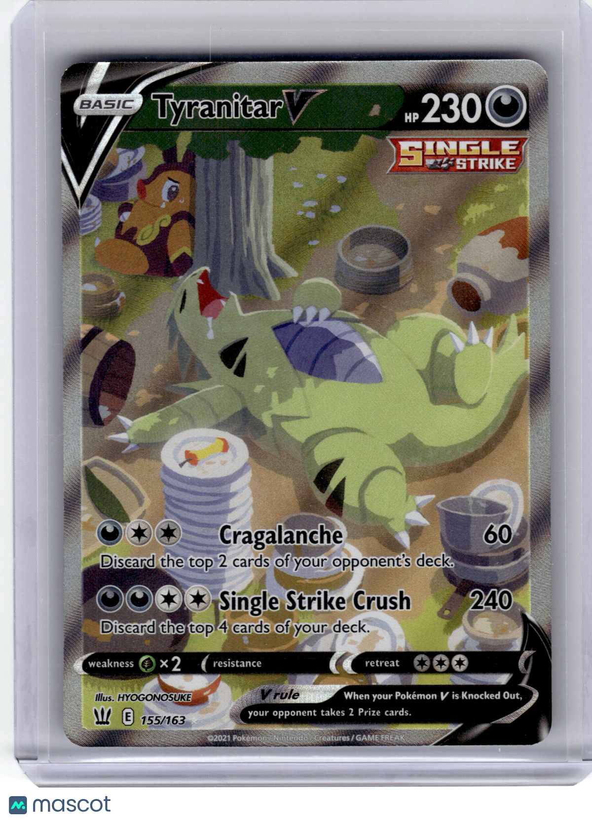 2021 Pokemon Tyranitar V Battle Styles Rare Holo #155/163 Alt Art