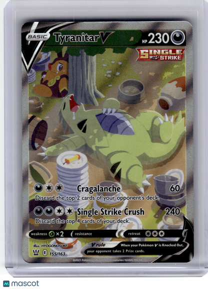 2021 Pokemon—Tyranitar V #155/163 Battle Styles—Rare Holo Alt Art