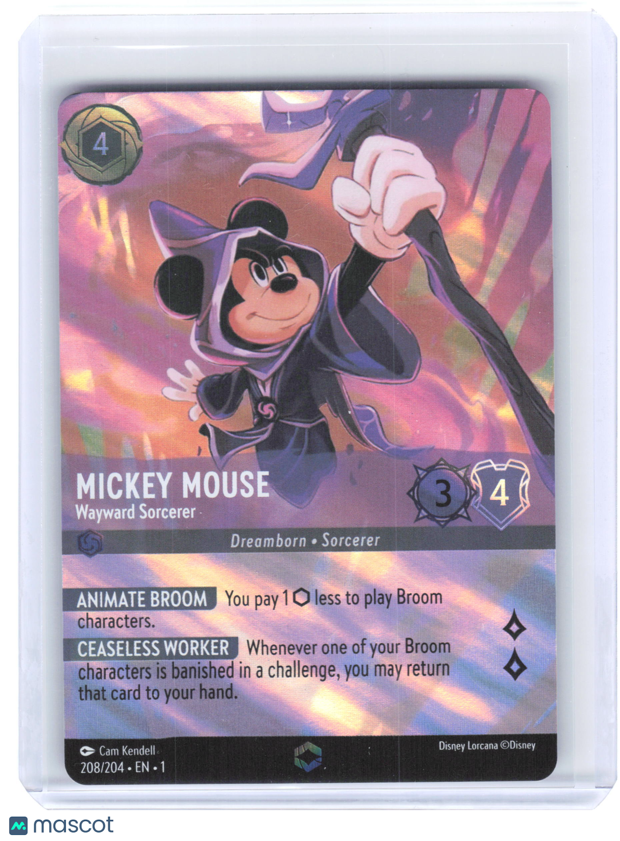 2023 Lorcana Mickey Mouse, Wayward Sorcerer #208/204 The First Chapter Enchanted