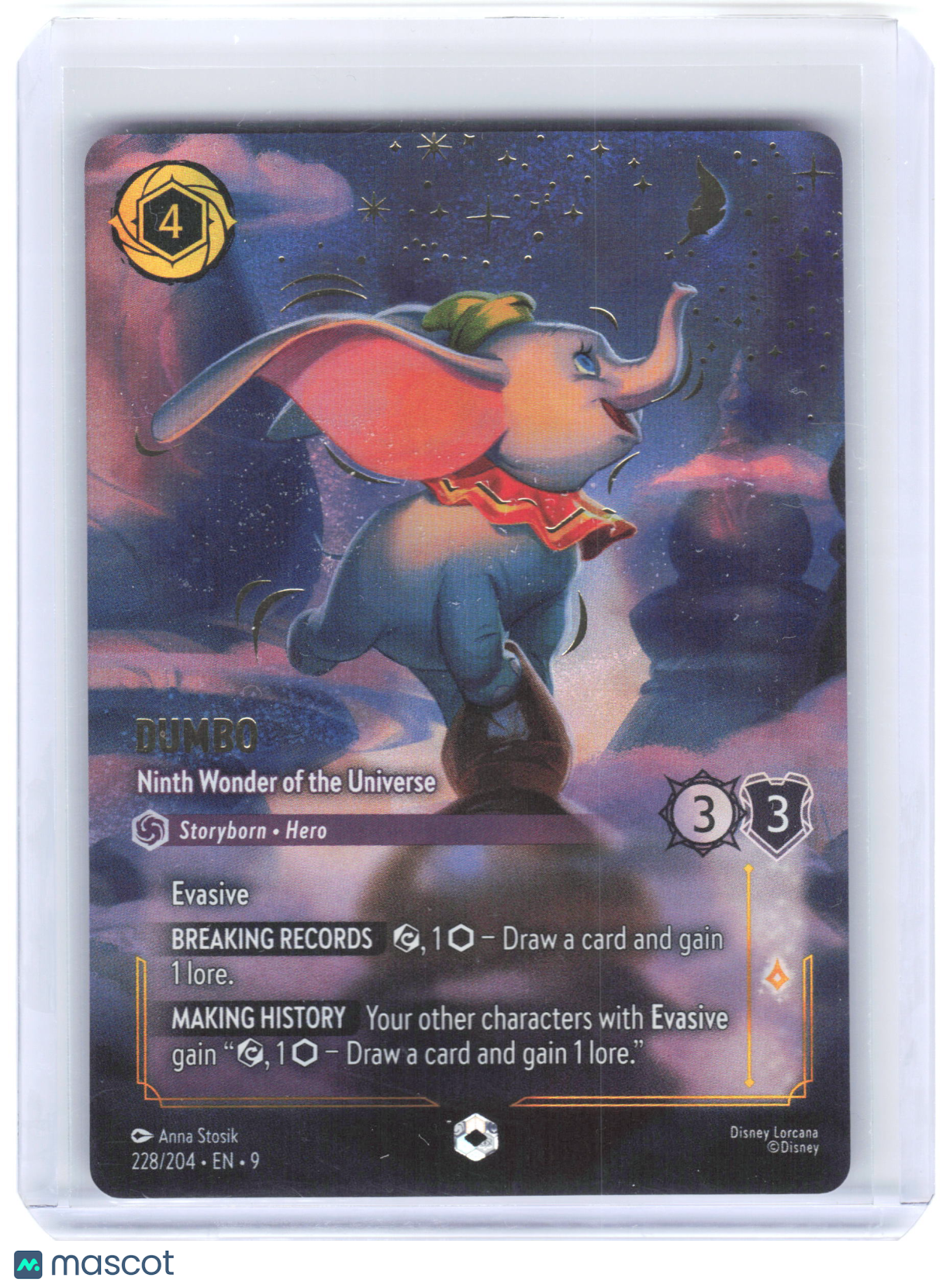 2025 Disney Lorcana TCG Dumbo, Ninth Wonder #228/204 Fabled Enchanted Holofoil