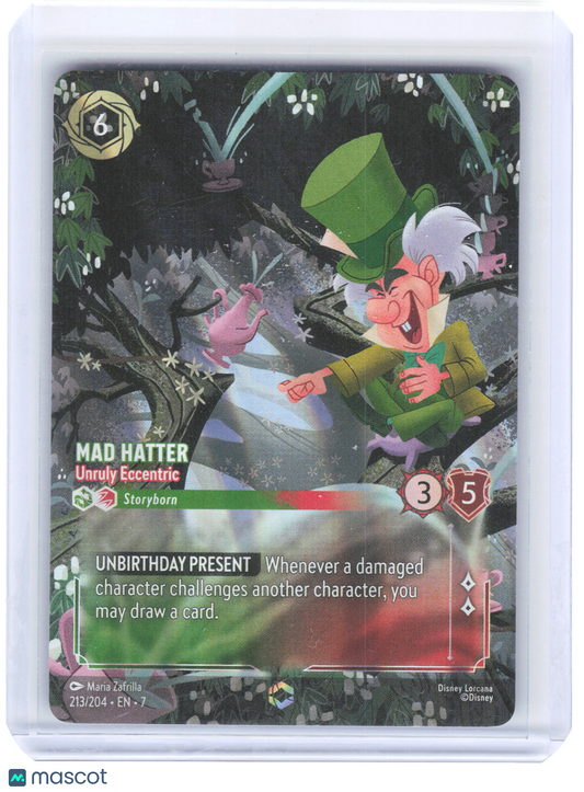 2025 Lorcana Mad Hatter, Unruly Eccentric #213 Archazia's Island Enchanted Holo