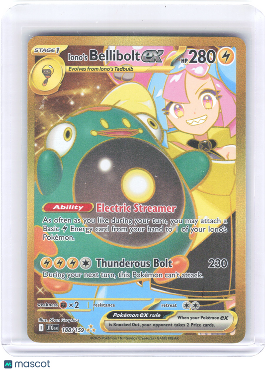2025 Pokemon Iono's Bellibolt ex #188/159 Journey Together Hyper Rare Holo