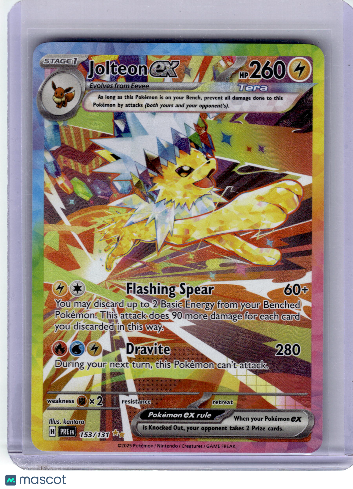 2025 Pokemon—Jolteon EX #153/131 Prismatic Evolutions— Near Mint