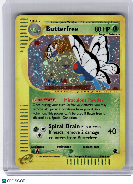 2002 Pokemon Butterfree Expedition Base Set Rare Holo #51 Moderately Played