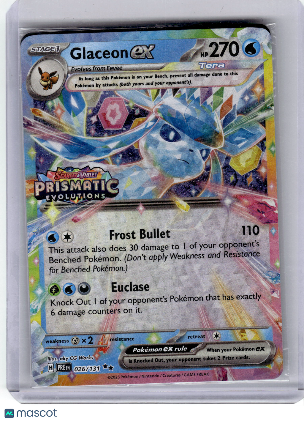 2025 Pokemon Glaceon EX Prismatic Evolutions Double Rare Holo #26 [Master Ball]