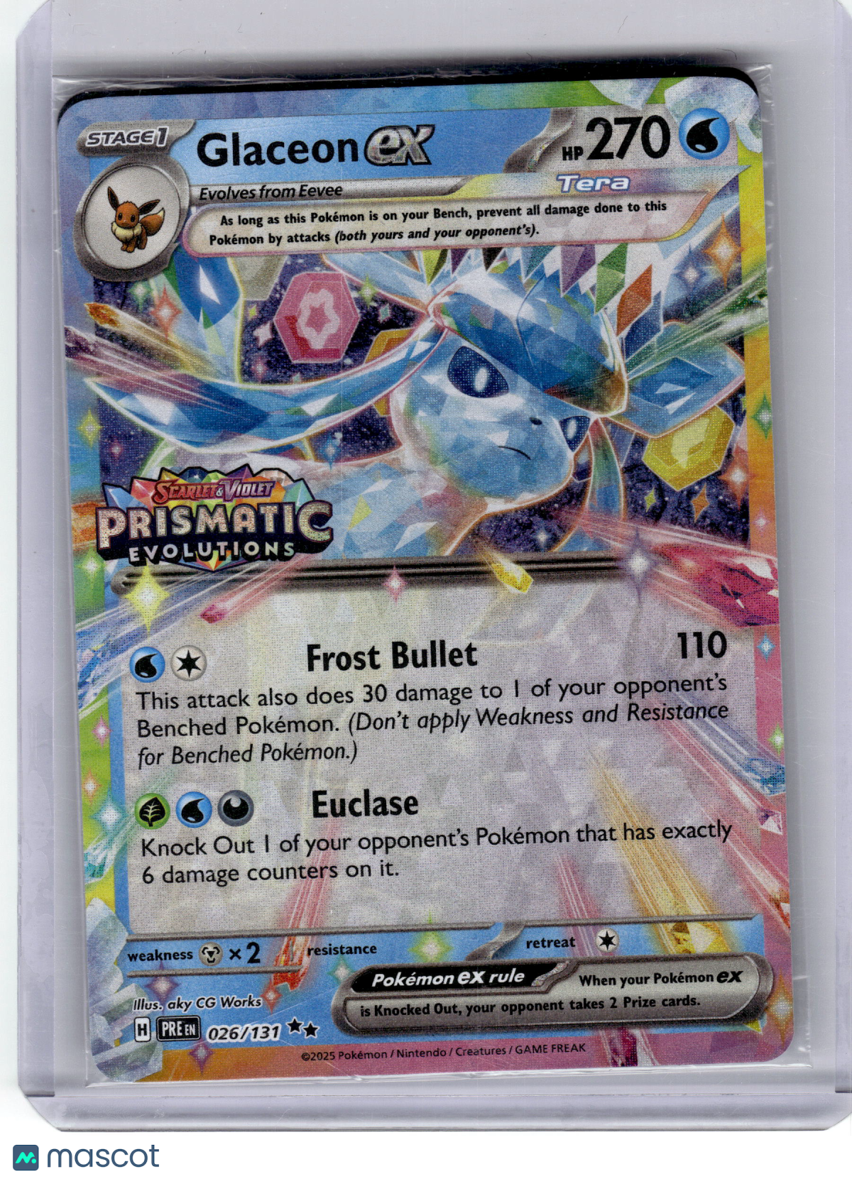 2025 Pokemon Glaceon EX Prismatic Evolutions Double Rare Holo #26 [Master Ball]