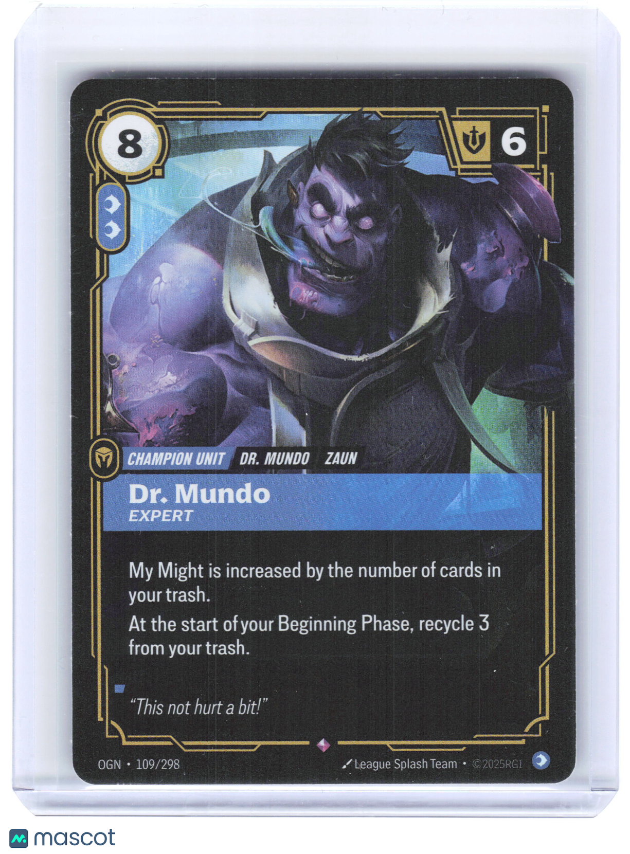 2025 Riftbound: LoL TCG Dr. Mundo, Expert #109/298 Origins Rare Foil