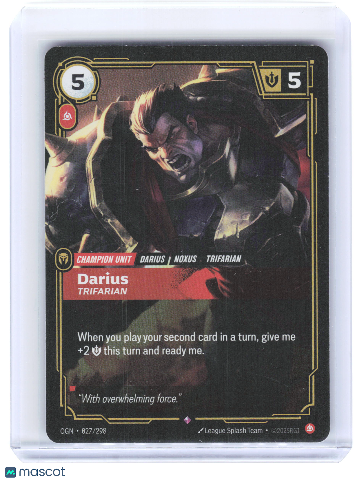 2025 Riftbound: LoL TCG Darius, Trifarian #027/298 Origins Rare Foil