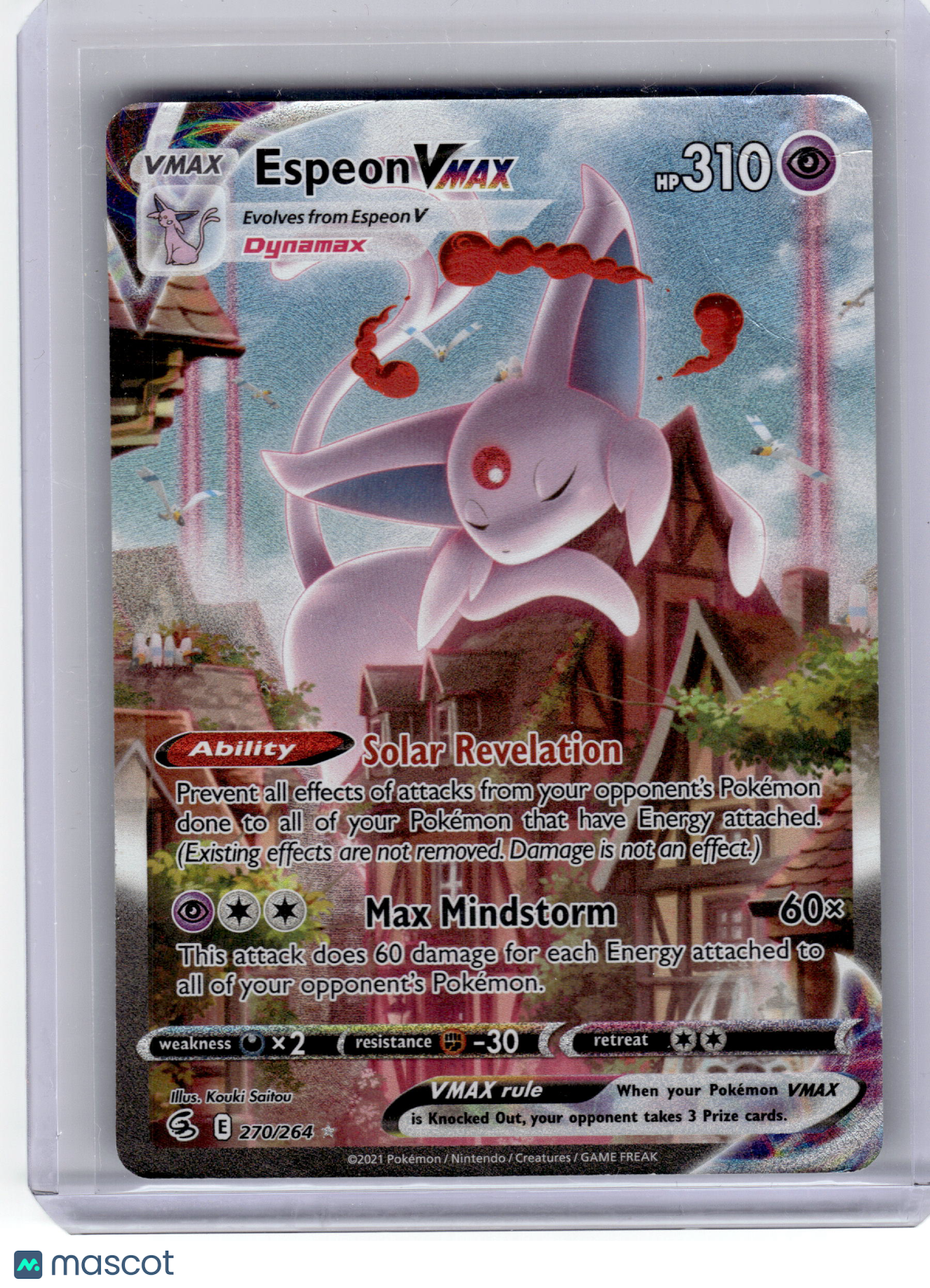 2021 Pokemon Espeon VMAX Fusion Strike Secret Rare Holo #270 (Damaged) Alt Art