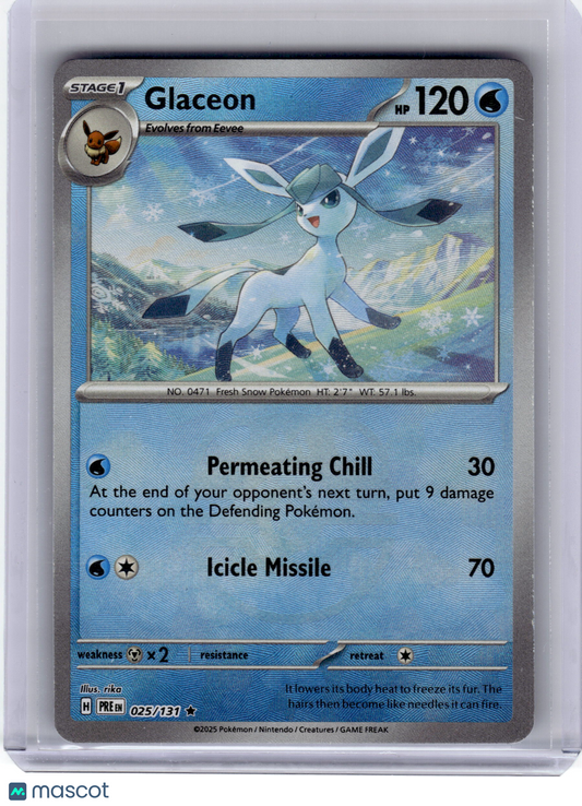 2025 Pokemon Glaceon Prismatic Evolutions Rare Reverse Holo #25 [Master Ball] NM