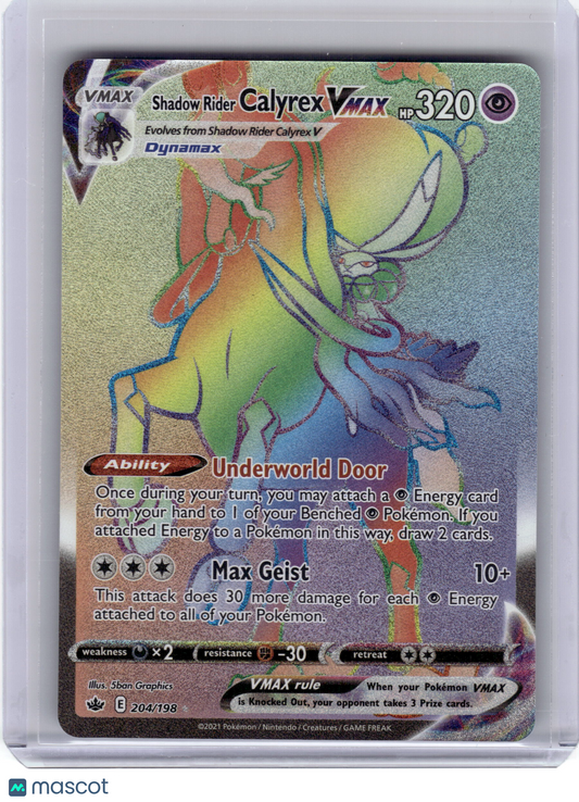 2021 Pokemon Shadow Rider Calyrex VMAX Chilling Reign Secret Rare #204 Near Mint