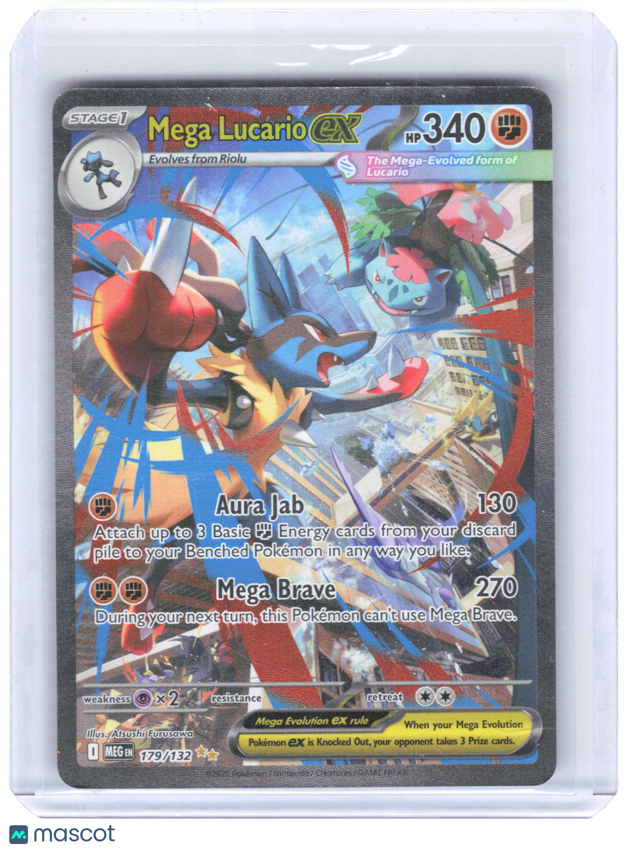 2025 Pokemon—Mega Lucario EX #179/132 Mega Evolution—Secret Rare Holo FA