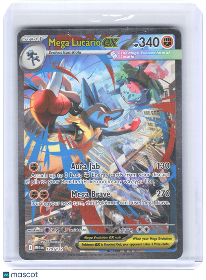 2025 Pokemon—Mega Lucario EX #179/132 Mega Evolution—Secret Rare Holo FA