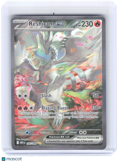 2025 Pokemon—Reshiram EX #166/86 Scarlet and Violet White Flare—Secret Rare Holo