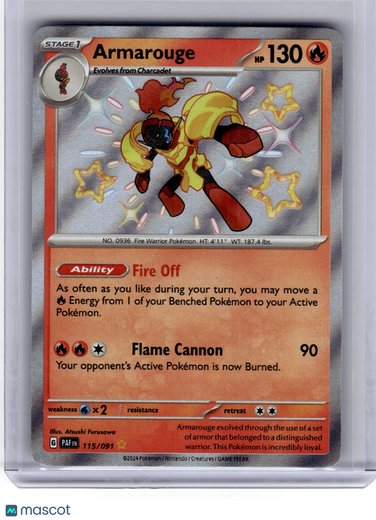 2024 Pokemon Armarouge Paldean Fates Shiny Rare Holo #115/91 Near Mint