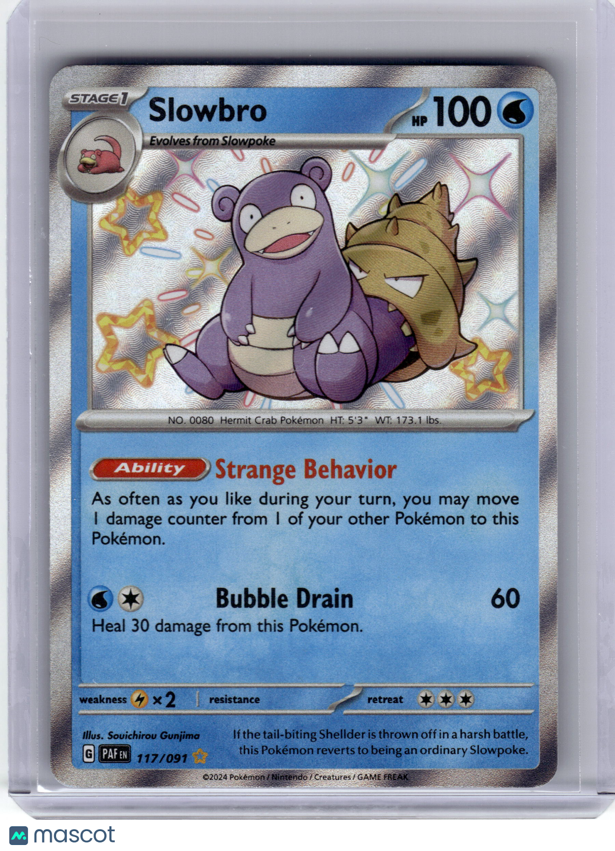 2024 Pokemon Slowbro Paldean Fates Shiny Rare Holo #117/91 Near Mint