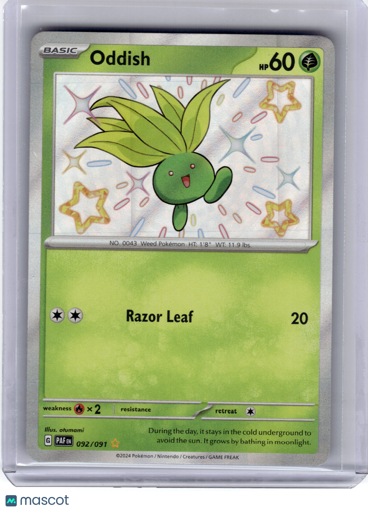 2024 Pokemon Oddish Paldean Fates Shiny Rare Holo #92/91 Near Mint