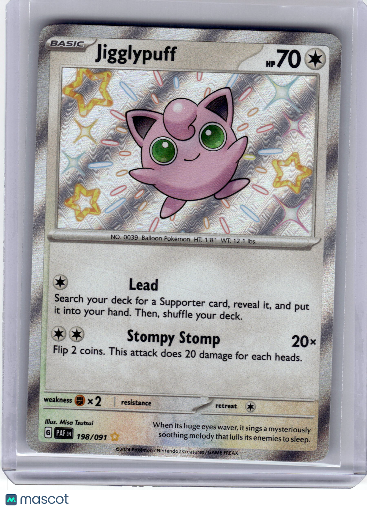 2024 Pokemon Jigglypuff Paldean Fates Shiny Rare Holo #198/91 Near Mint