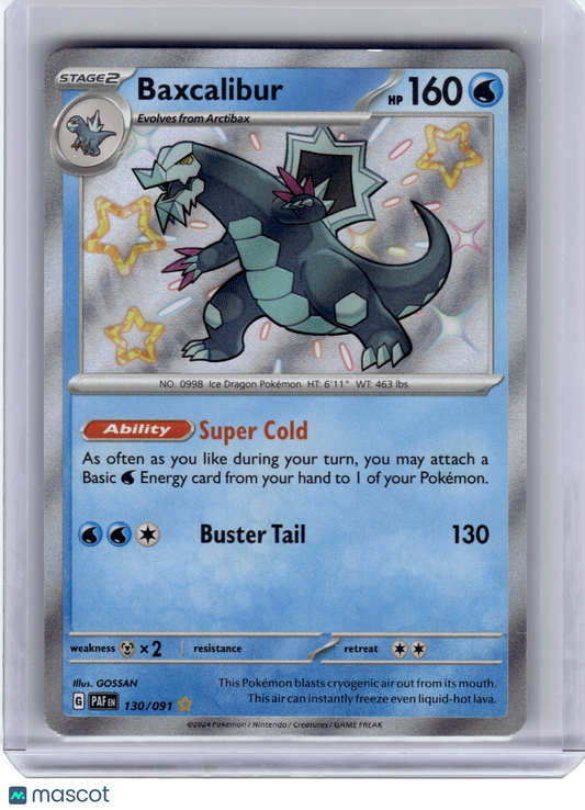 2024 Pokemon Baxcalibur Paldean Fates Shiny Rare Holo #130/91 Near Mint