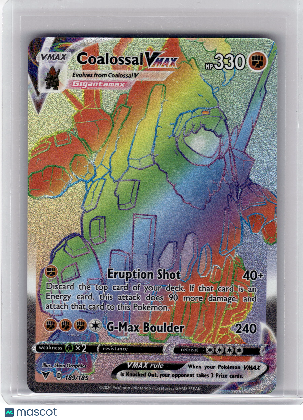 2020 Pokemon Coalossal VMAX Vivid Voltage Secret Rare Holo #189 Near Mint