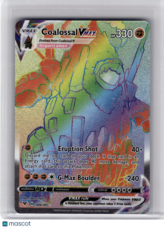 2020 Pokemon Coalossal VMAX Vivid Voltage Secret Rare Holo #189 Near Mint