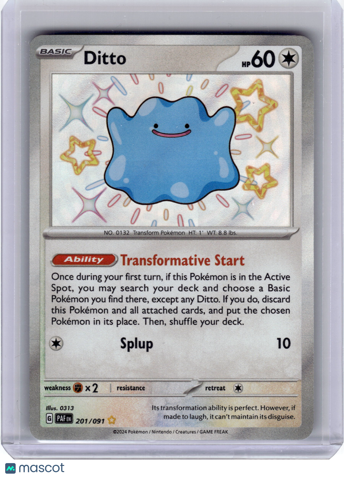2024 Pokemon Ditto Paldean Fates Shiny Rare Holo #201 Near Mint