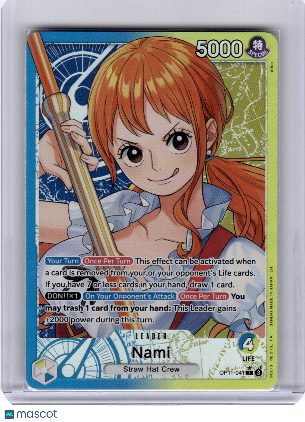 2022 One Piece Card Game Nami A Fist of Divine Speed Leader #OP11-041 Alt Art