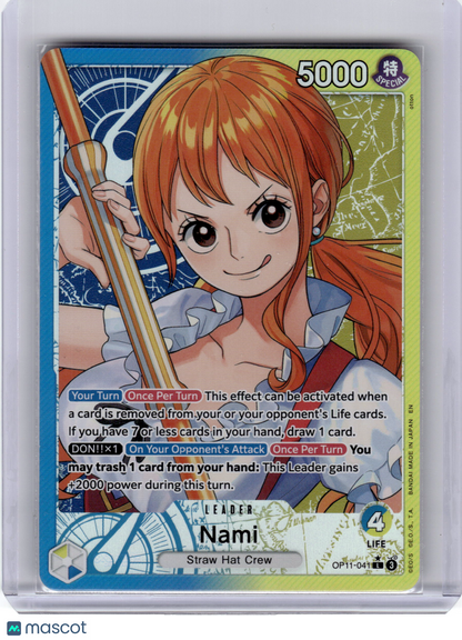 2022 One Piece Card Game Nami A Fist of Divine Speed Leader #OP11-041 Alt Art