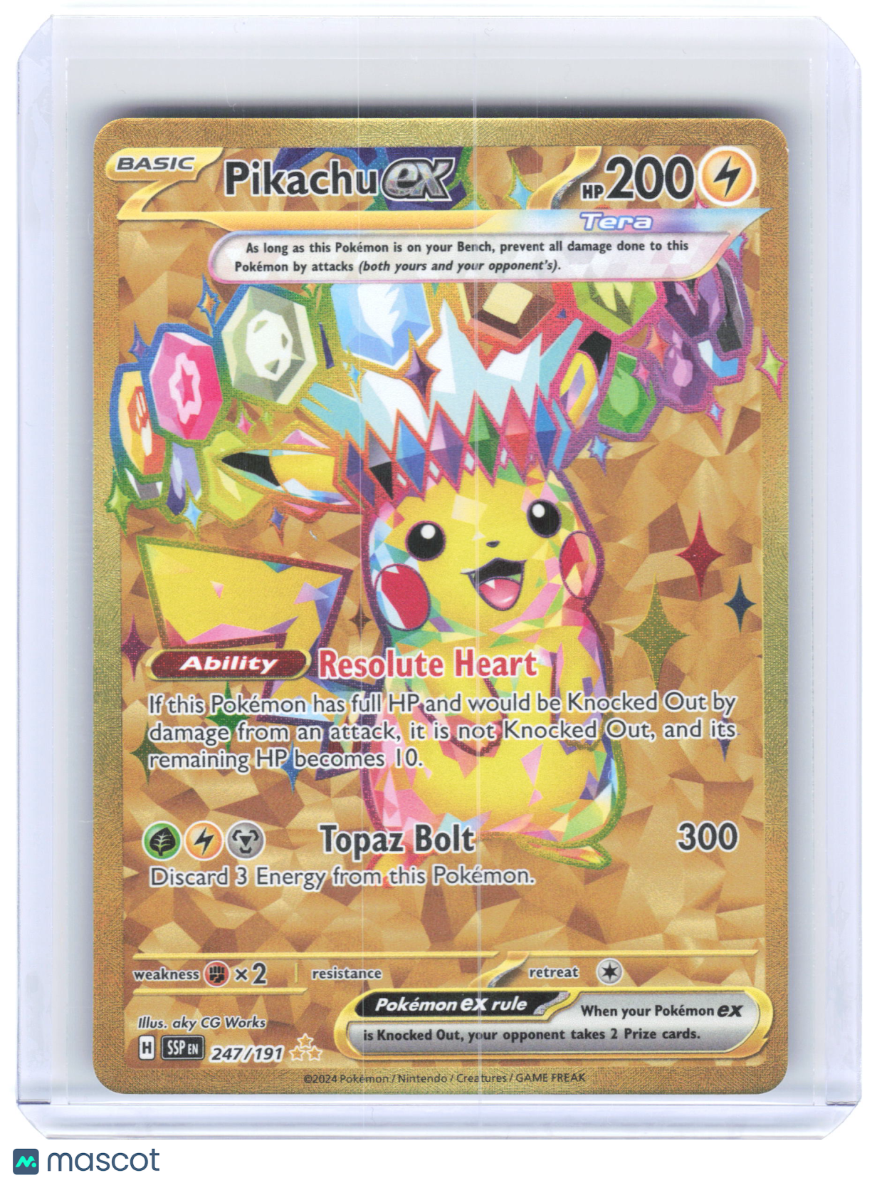 2024 Pokemon—Pikachu ex #247/191 Surging Sparks—Hyper Rare Holo