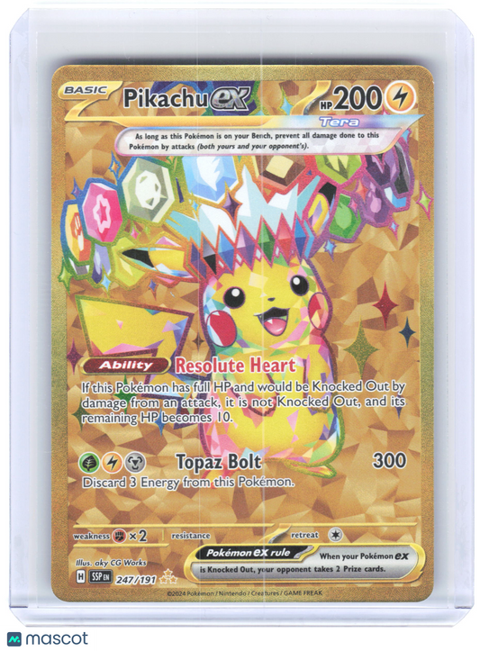 2024 Pokemon—Pikachu ex #247/191 Surging Sparks—Hyper Rare Holo