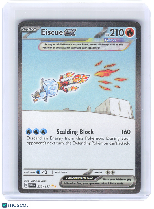 2023 Pokemon—Eiscue ex #222/197 Obsidian Flames—Special Illustration Rare Holo