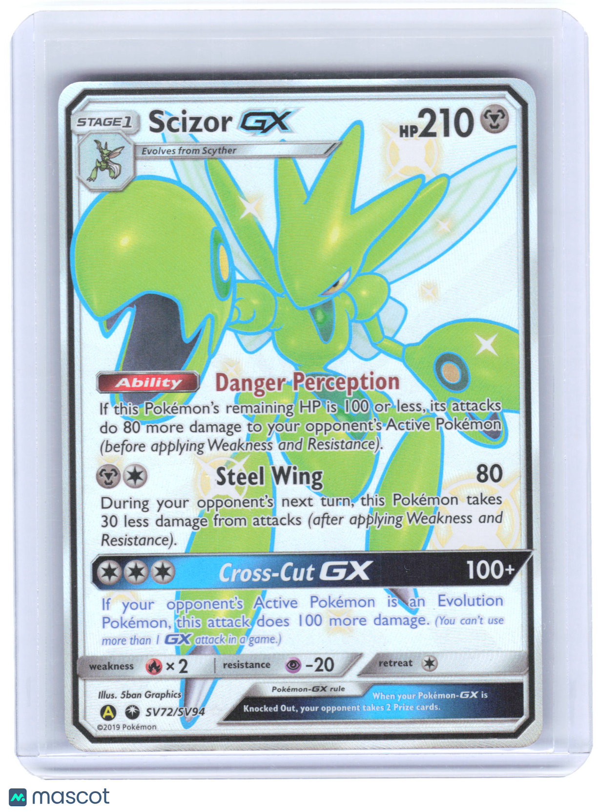 2019 Pokemon—Scizor GX #SV72/SV94 Hidden Fates: Shiny Vault—Shiny Holo Rare